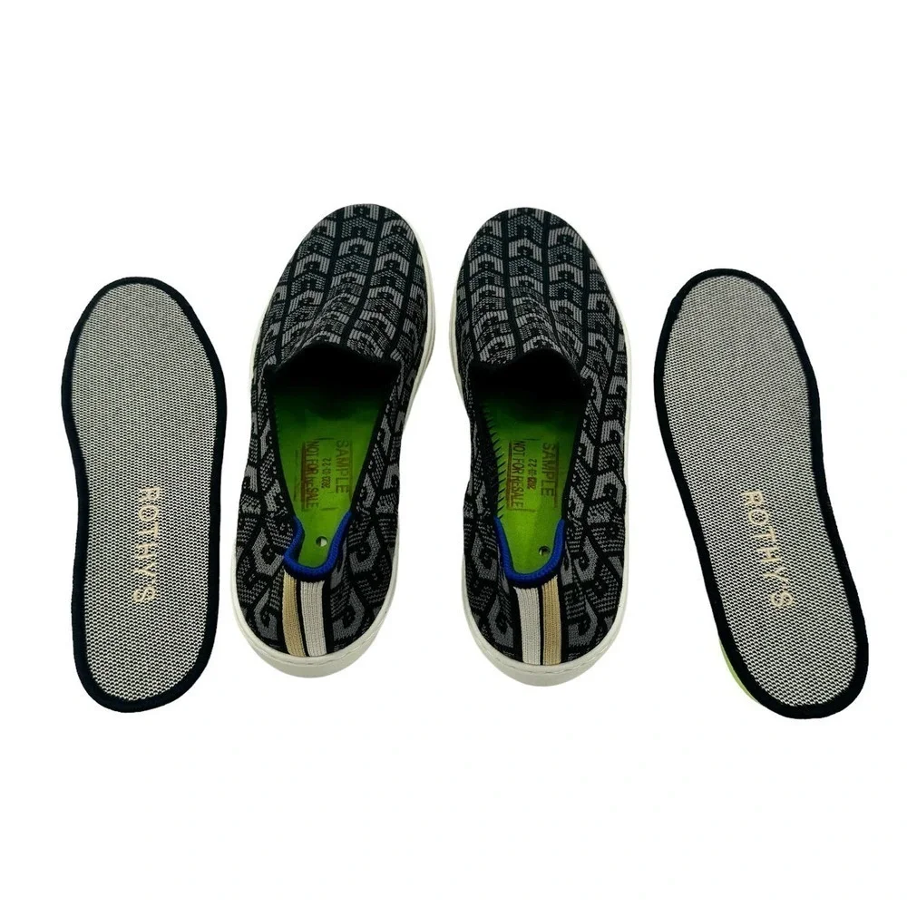 Rothy's The Original Slip On Logo Sneaker in Black Size 7.5 NWOB